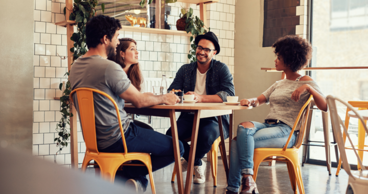 Discussion group at coffee shop